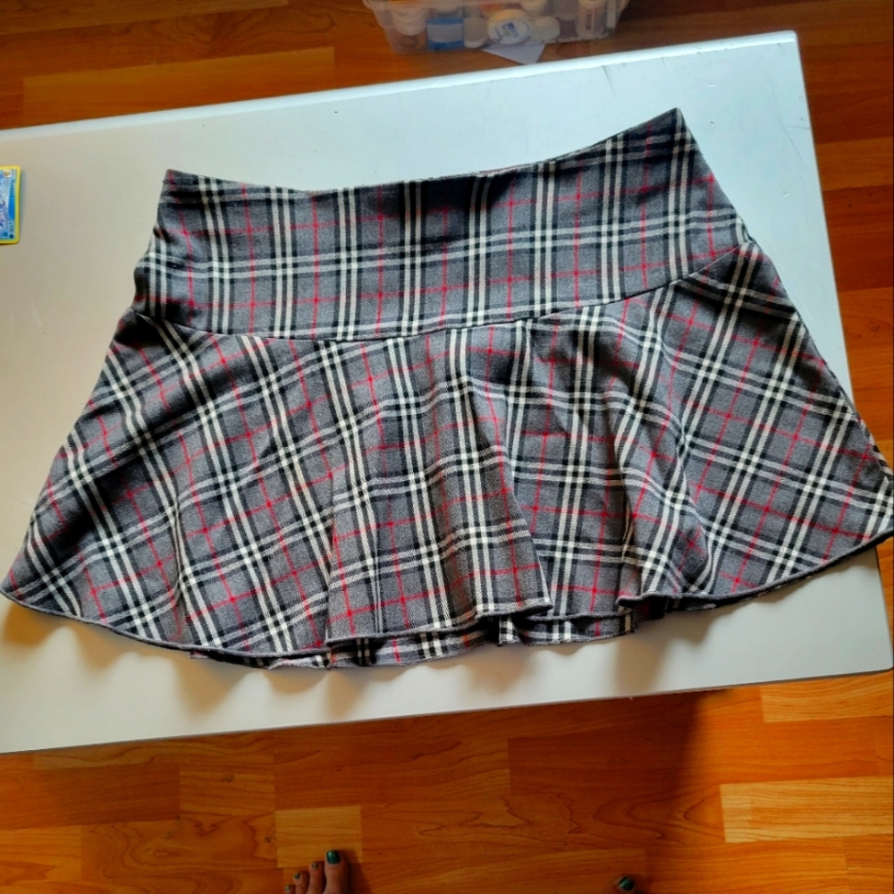 Speechless Red Gray Black White Plaid Mini Skirt Size 9